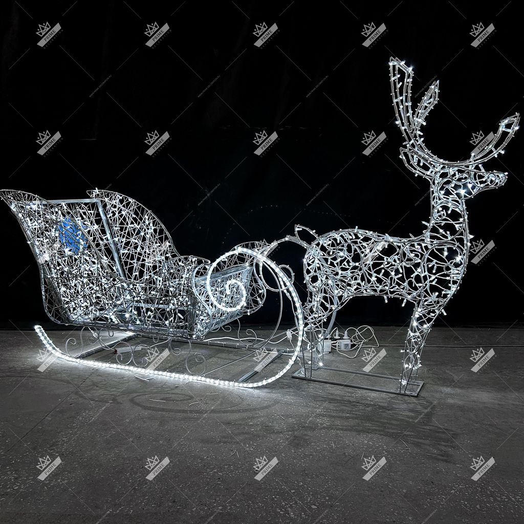 Светодиодная фигура Сани композитные с оленем
