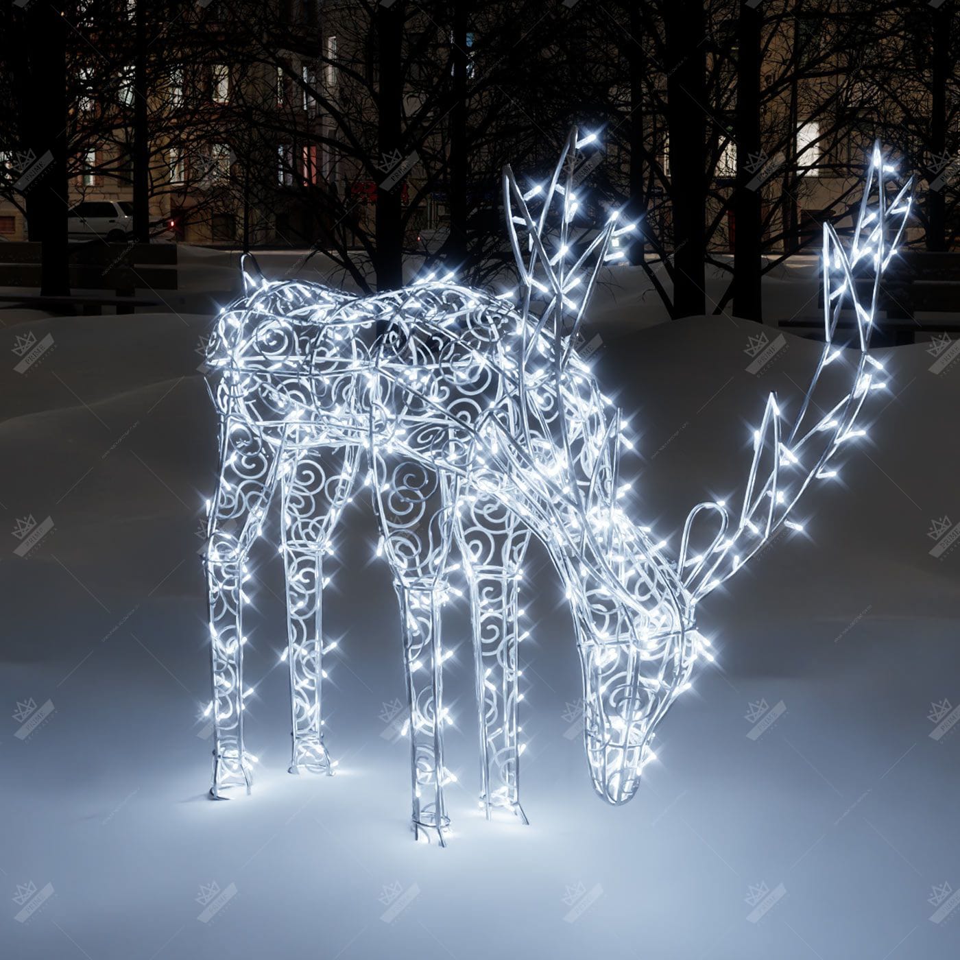 Светодиодная Конструкция Олень Пьющий, ширина 1 м высота 1,1 м