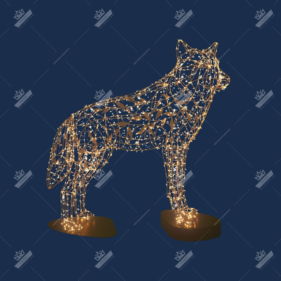 Светодиодная Конструкция Волк, ширина 1,95 м высота 1,9 м