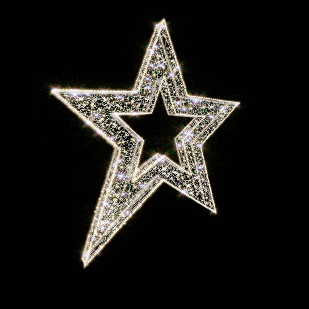 Декоративная световая фигура Звезда с отверстием объемная, ассиметричная высота 1,5 м