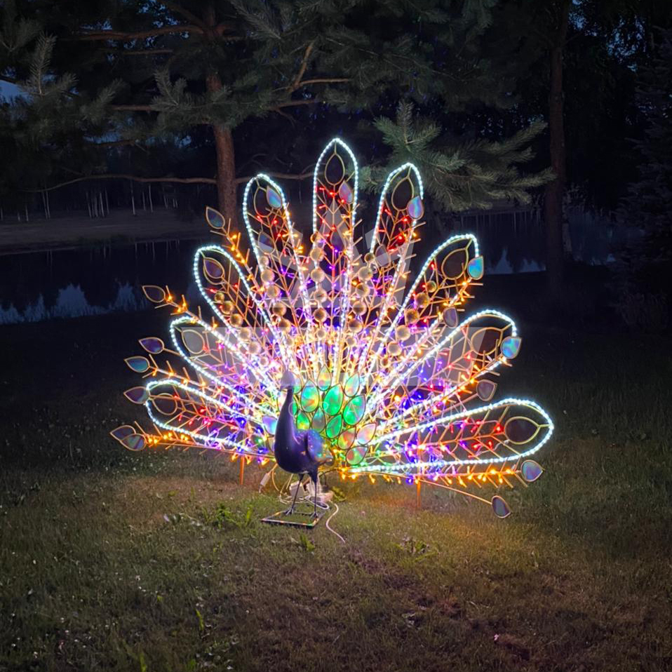 Светодиодная конструкция Павлин #3, длина 3 м высота 2 м