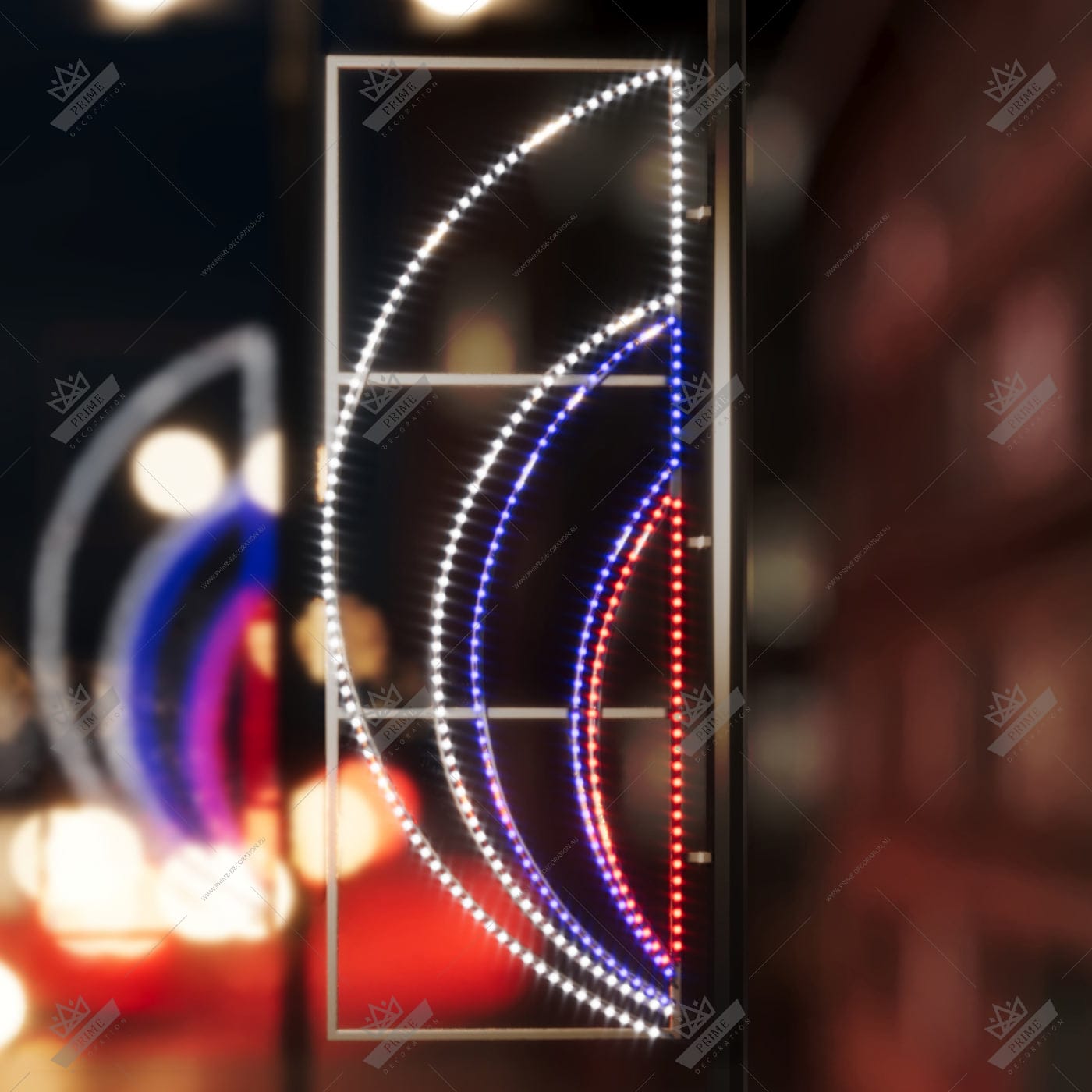 Светодиодная Консоль Факел триколор, ширина 0,7 м высота 2 м