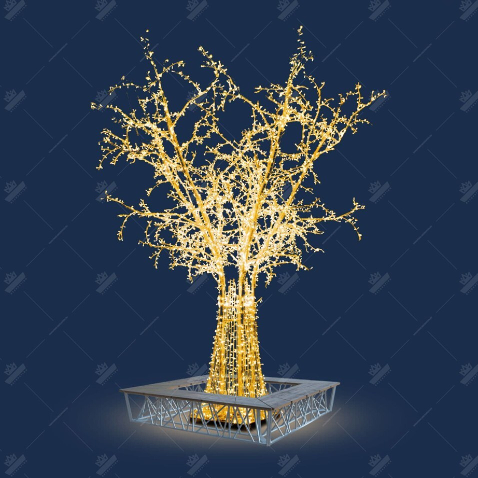 Светодиодное Дерево со Скамейкой, ширина 5,4 м высота 5,3