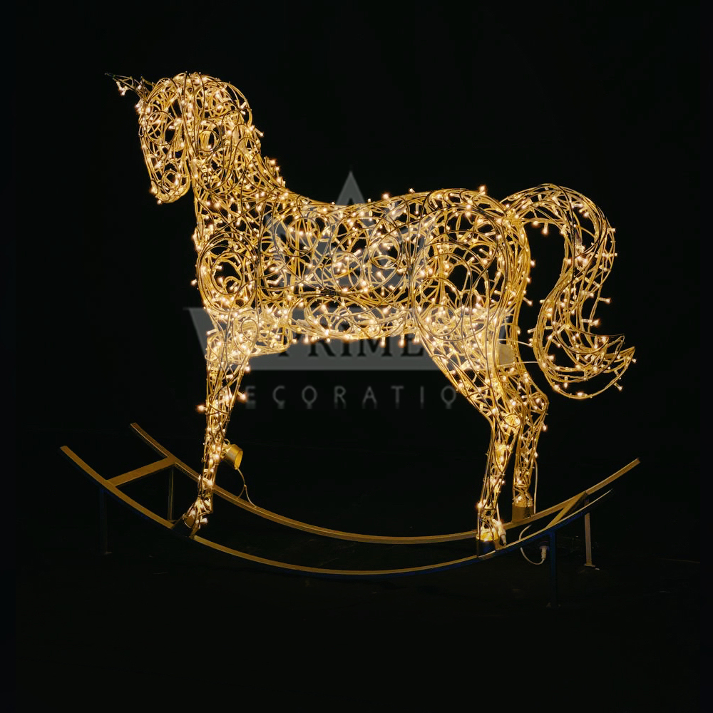 Светодиодная конструкция Лошадка качалка, ширина 2 м высота 1,7 м