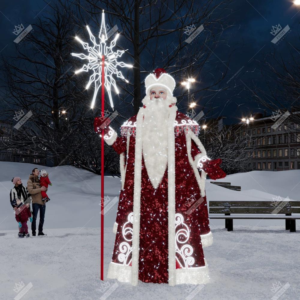 Световая Конструкция Дед Мороз, ширина 2,3 м высота 4,15 м