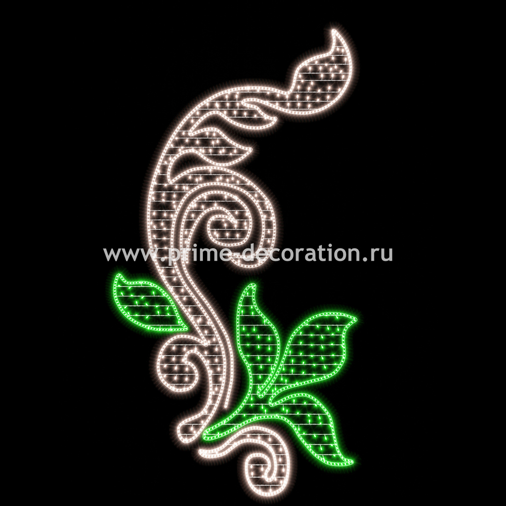 Световая конструкция Вьющееся перо, ширина 1 м высота 2 м