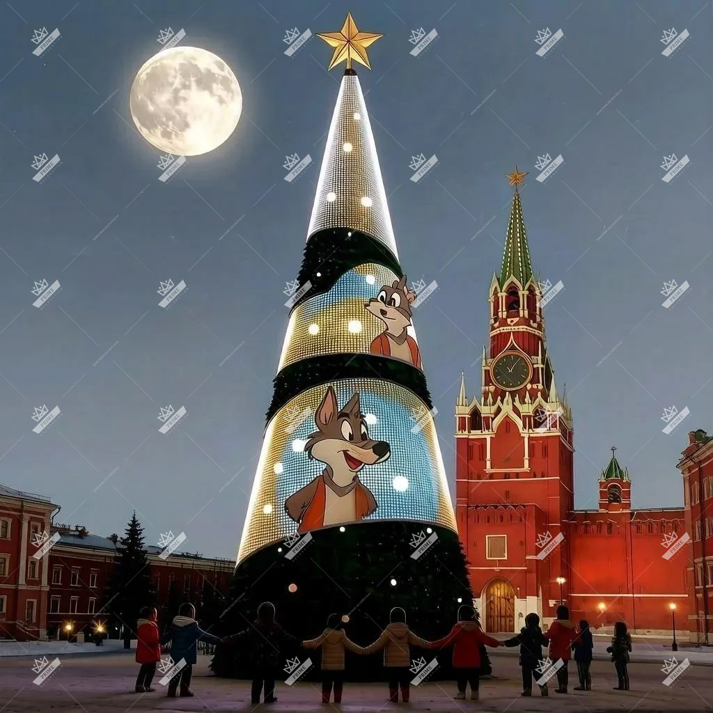 Искусственная уличная елка с медиаэкраном Детство