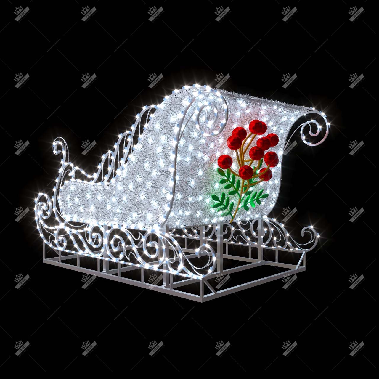 Световая конструкция Сани с мишурой, высота 2,2 м