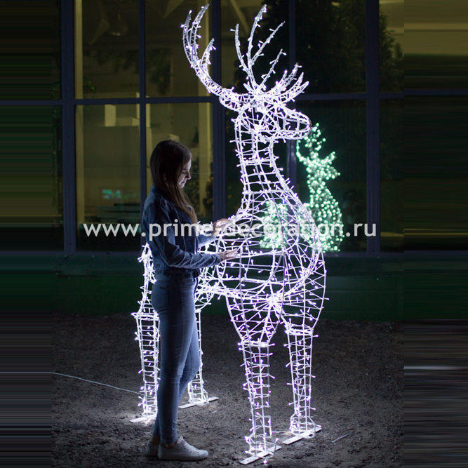 Световая конструкция Олень «Скакун», высота 1,9 м