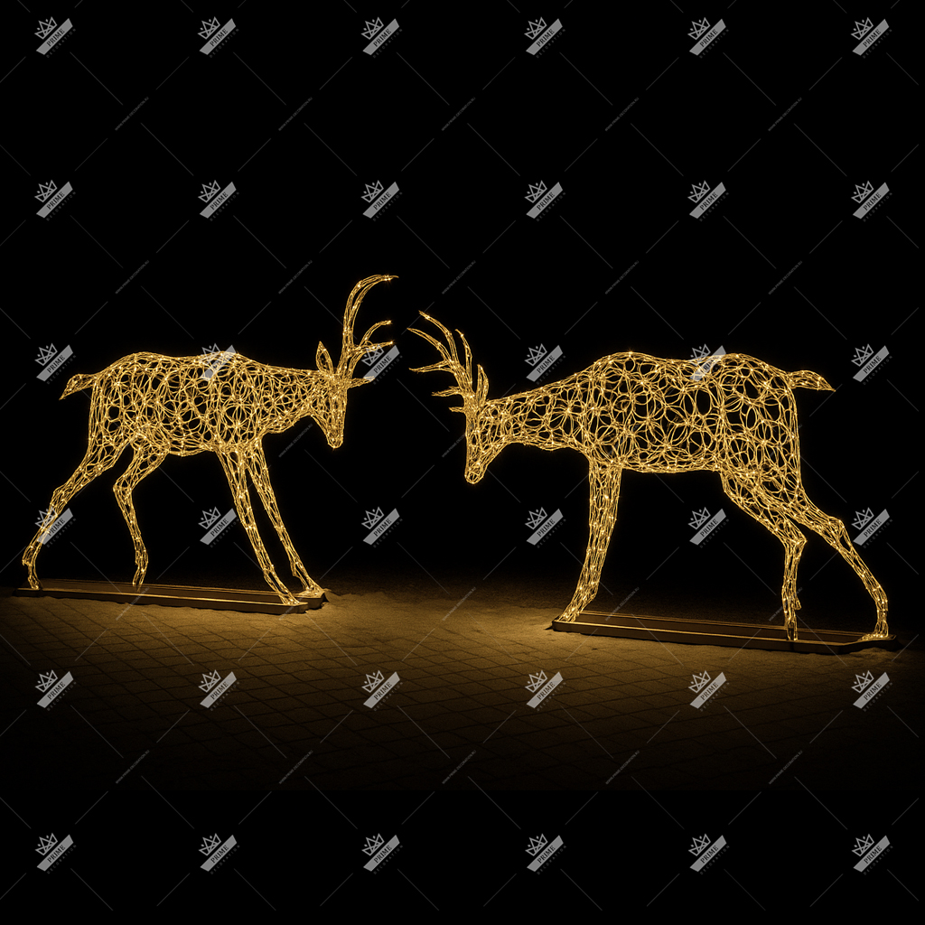 Светодиодная Композиция Бодающиеся Олени, длина 4,4 м