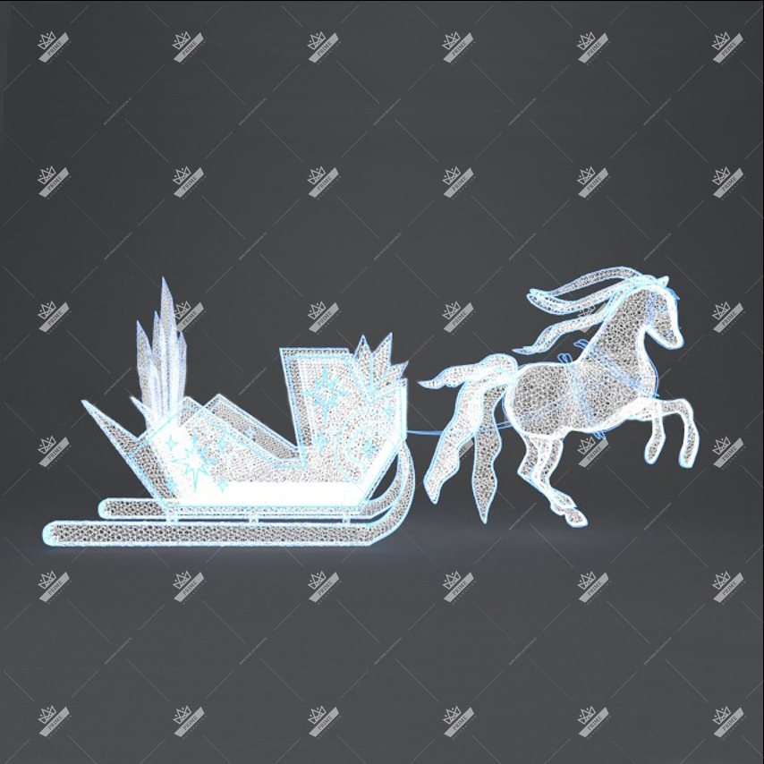 Светодиодная фигура Снежные сани, ширина 7 м высота 2,5 м