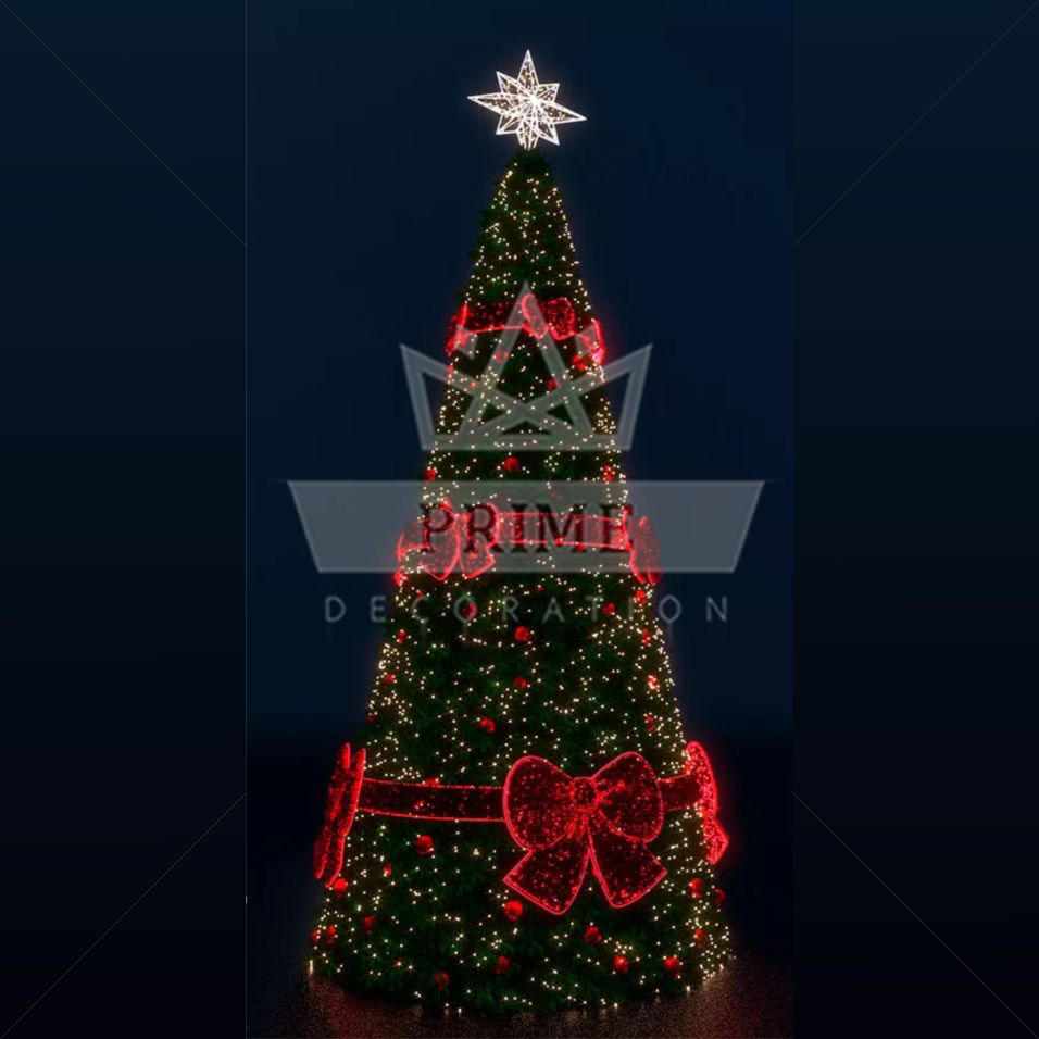 Искусственная уличная елка с комплектом оформления Банты