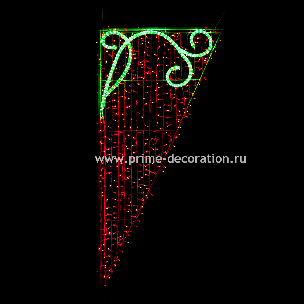 Световая конструкция Зеленая ветка, ширина 1 м высота 2 м