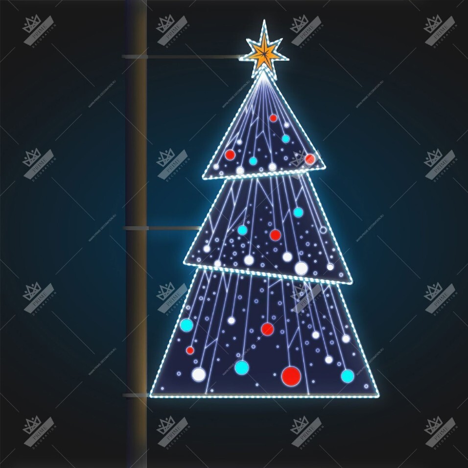 Светодиодная Консоль Елочка с Украшением, ширина 0,7 м высота 1,15 м