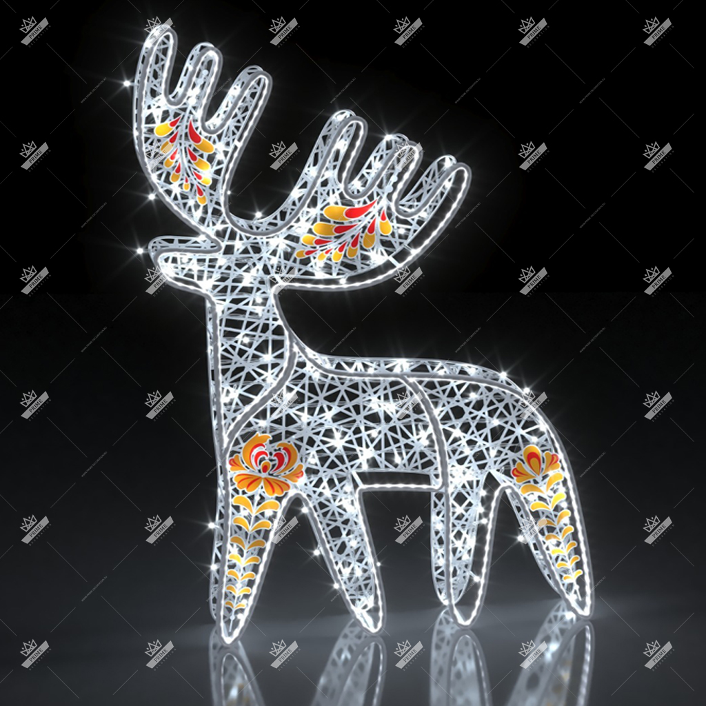Светодиодная фигура Олень стилизованный Русская зима, высота 2 м