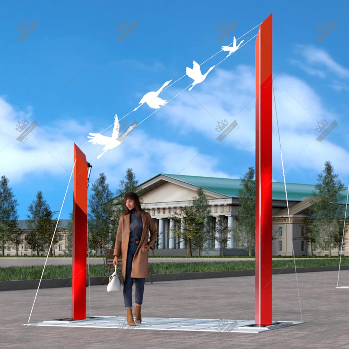 Светодиодная арка к 9 мая Белые журавли
