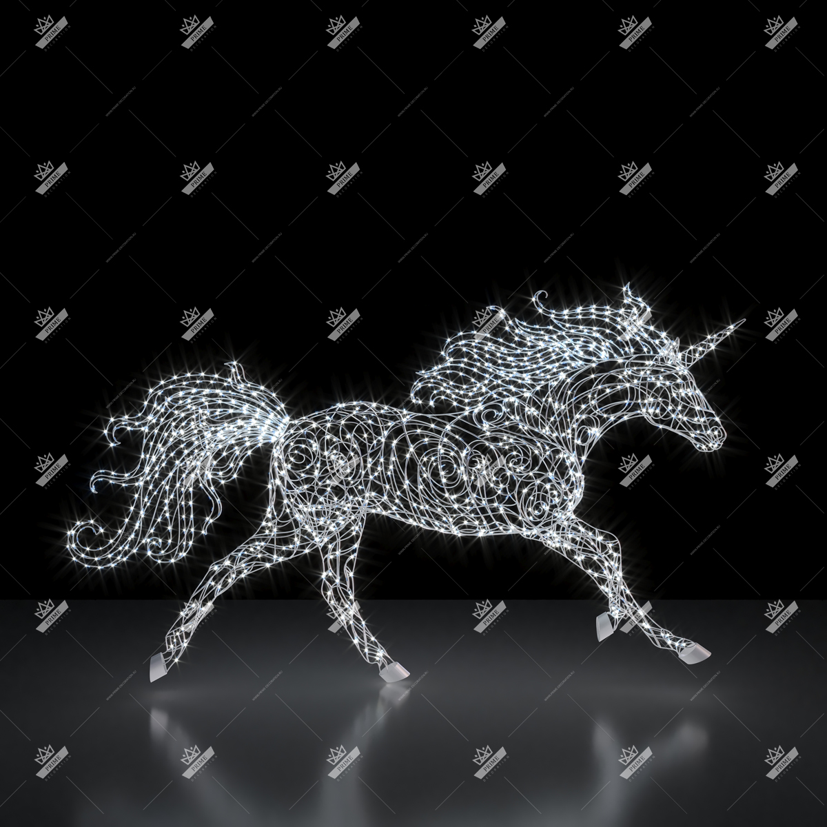 Светодиодная конструкция Бегущий единорог, высота 1,8 м