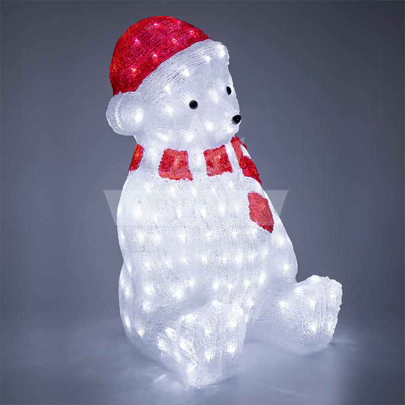 Светодиодная фигура Медвежонок в красном колпаке, ширина 0,39 м высота 0,56 м