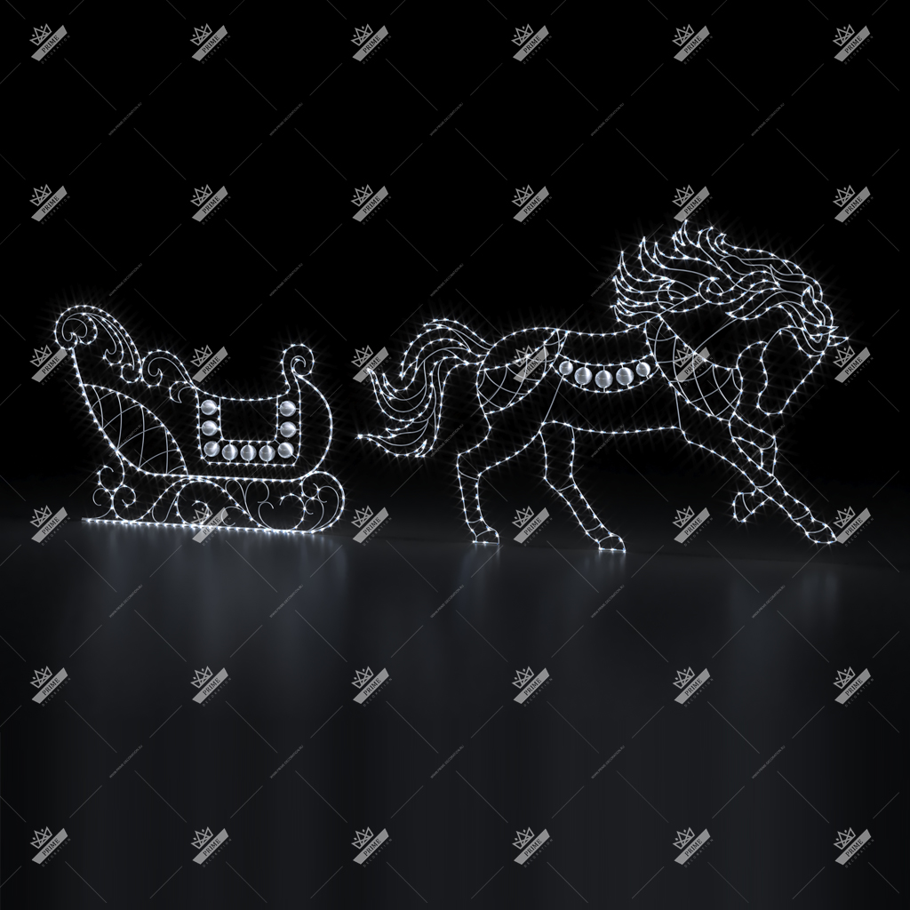 Светодиодная фигура Сани с конем 2D, высота 2 м