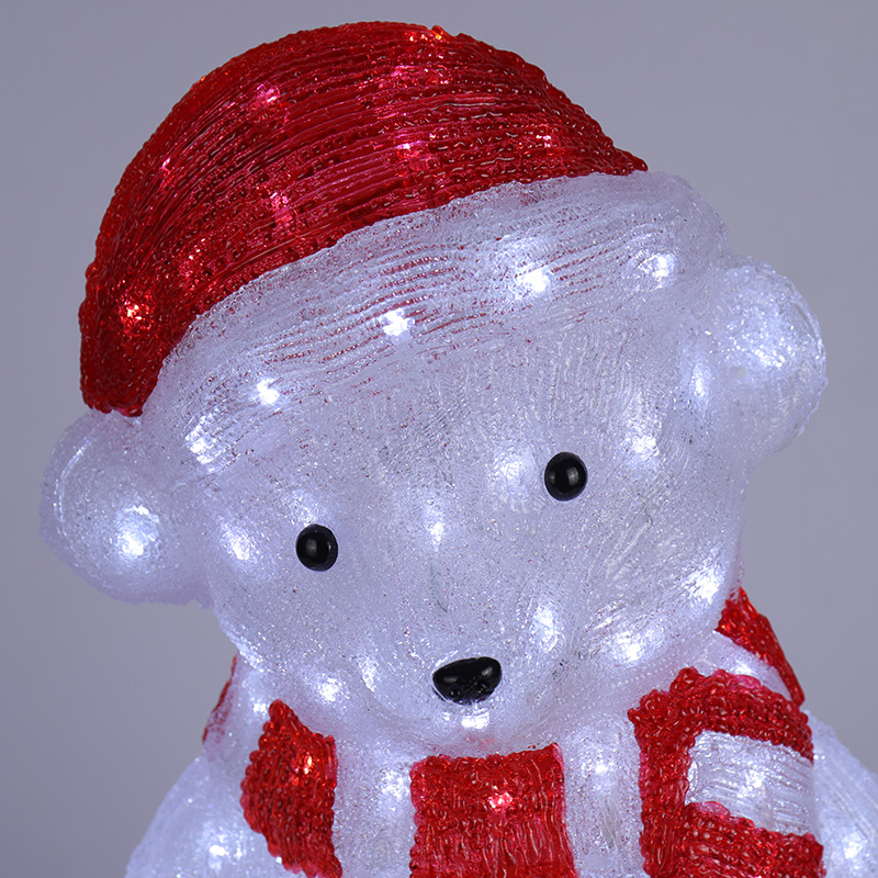 Светодиодная фигура Медвежонок в красном колпаке, ширина 0,39 м высота 0,56 м