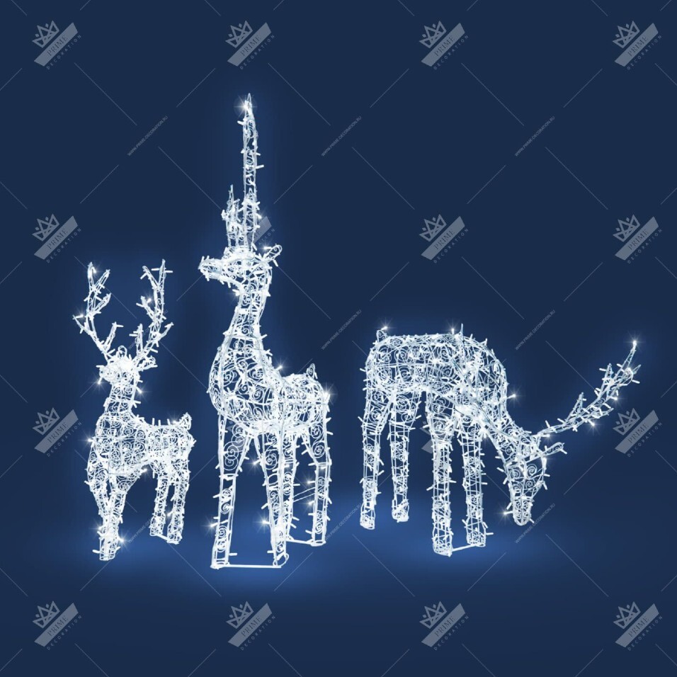 Семья Оленей, светодиодные фигуры, высота 1,9 м, 1,9 м, пьющий 1,3 м