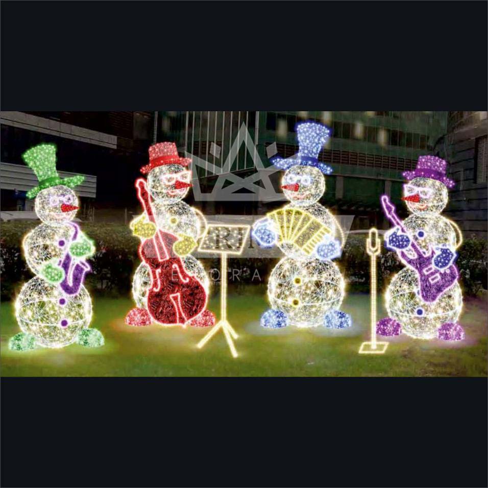 Снеговики светодиодные, комплект 4 шт. 2 метра, плексиглаз