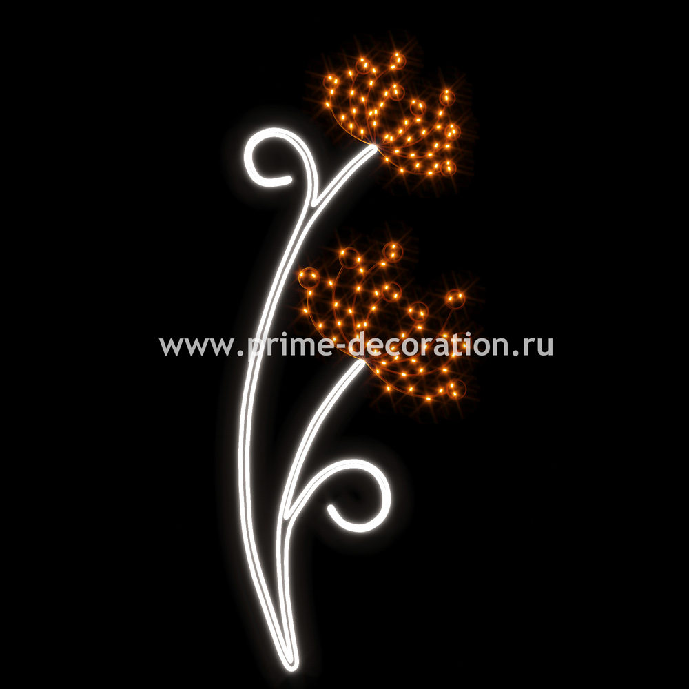 Световая конструкция Цветок, ширина 0,8 м высота 1,8 м
