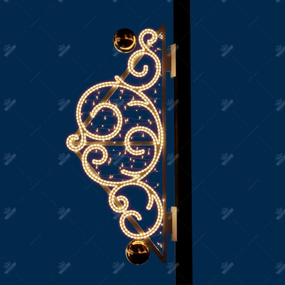 Светодиодная Консоль Морозные узоры золото, ширина 0,68 м высота 1,65 м