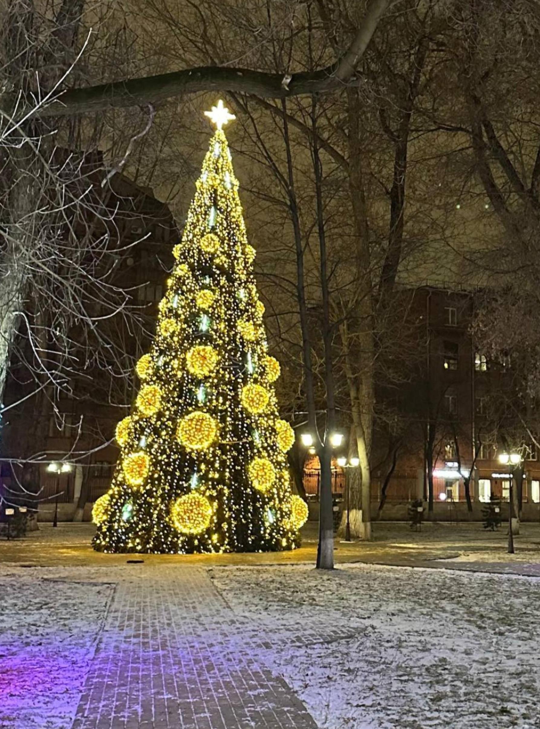 Великолепная новогодняя уличная ёлка «Золотая Феерия