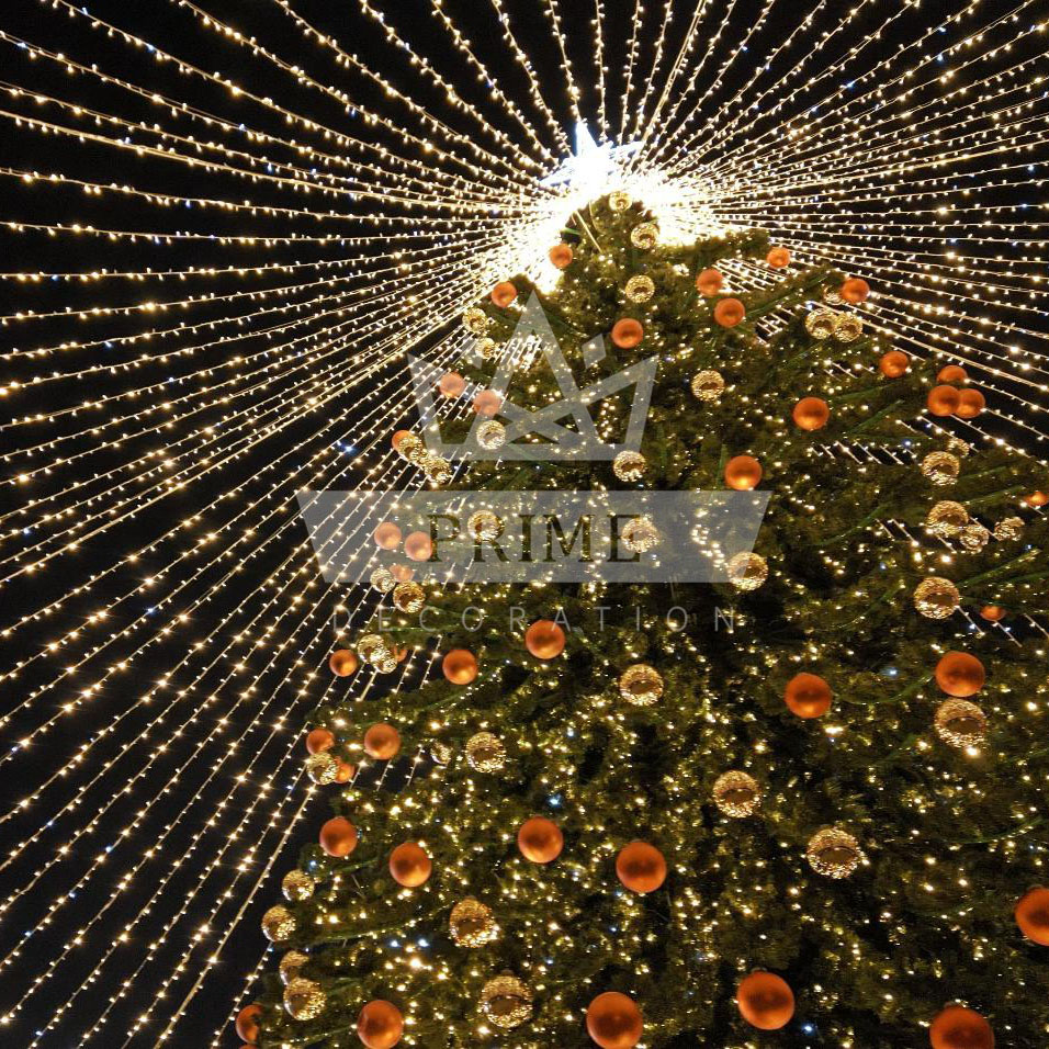 Искусственная уличная елка Московская со световым шатром и комплектом оформления