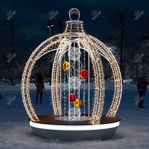 Декоративная фигура Фотозона Шар с подвесками, ширина 2,9 м высота 3,4 м