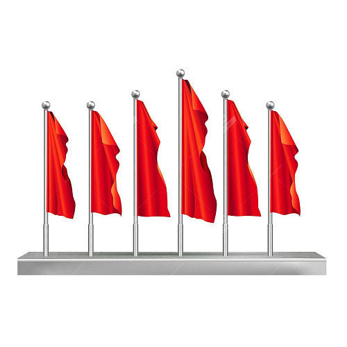 Флаговая конструкция красные флаги, ширина 4,8 м высота 6 м