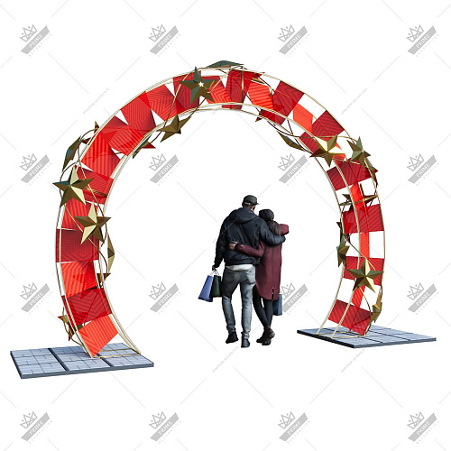 Праздничная арка «Воинская слава» с золотыми звёздами