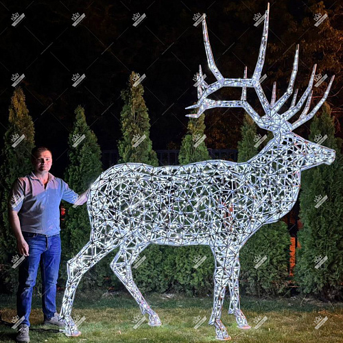 Светодиодный Полигональный Олень Марал, высота 2,65 м, ширина 2,5 м