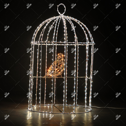 Светодиодная конструкция Птичка в клетке, высота 1,4 м