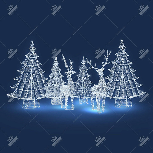 Светодиодные Фигуры Композиция Олени в лесу