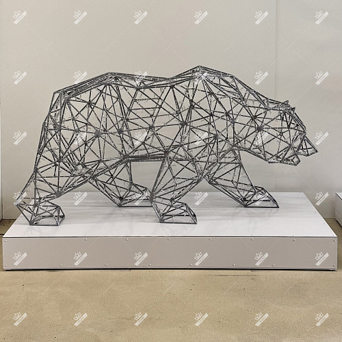 Светодиодный Полигональный Медведь, ширина 0,63 м, высота 1 м