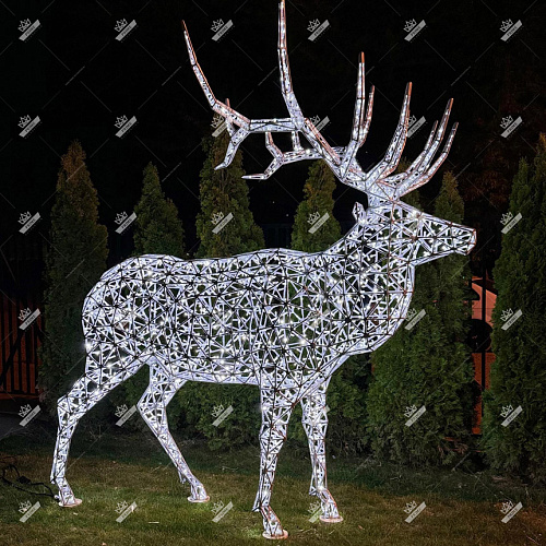 Светодиодный Полигональный Олень Марал, высота 2,65 м, ширина 2,5 м