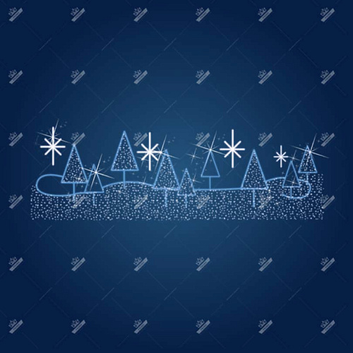 Новогодняя растяжка Елочки и орионы, ширина 5 м высота 1,5 м