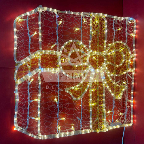 Светодиодный мотив Подарок, высота 0,8 м ширина 0,75 м