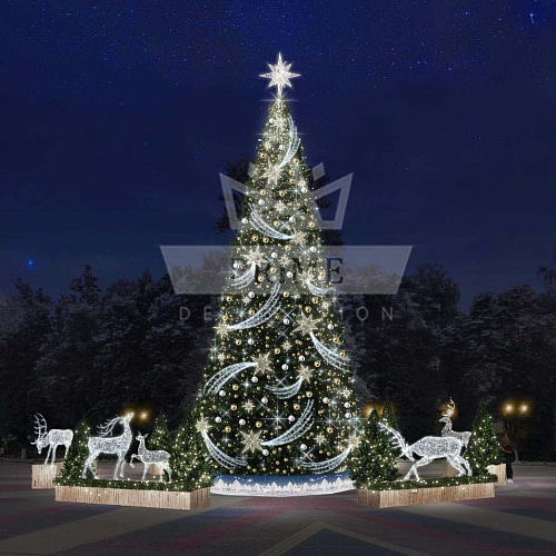 Искусственная уличная елка с комплектом оформления Метеор