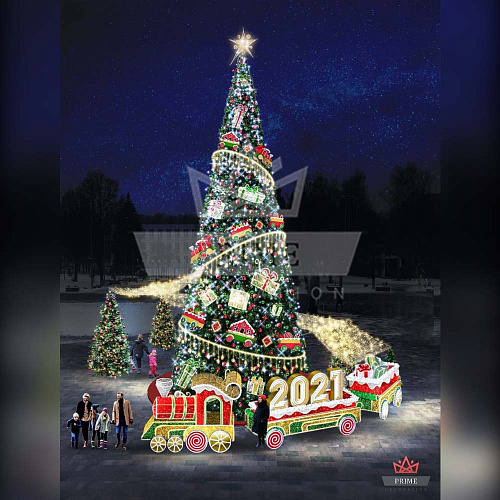 Искусственная уличная елка с комплектом оформления Новогодний Экспресс