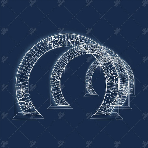 Световая Конструкция Тоннель из 3 Арок, ширина 3,8 м высота 3 м