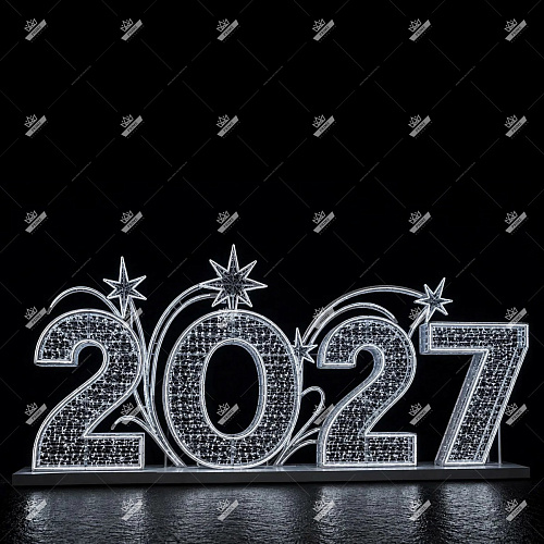 Цифры 2027 с фейерверком, высота 2,7 м, ширина 5,1 м