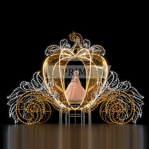 Светодиодная конструкция Карета Тыква, ширина 2 высота 2,6 м