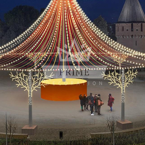 Опора для светового шатра с декоративными световыми элементами