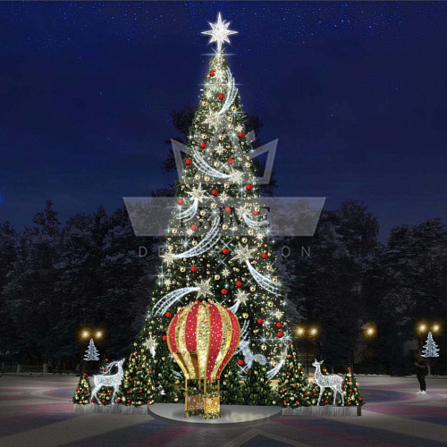 Искусственная уличная елка с комплектом оформления Метеор