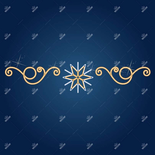 Новогодняя растяжка Кристалл на вензелях, ширина 4,9 м высота 1,1 м