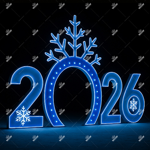 Цифры 2026 с аркой Снежинки, высота 2 м