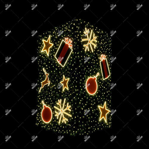 Световая Конструкция Куб световой с мишурой, высота 2 м